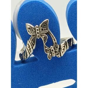 Vintage Sterling Silver Butterfly Floral Toe Ring Handcrafted Unique Boho Style